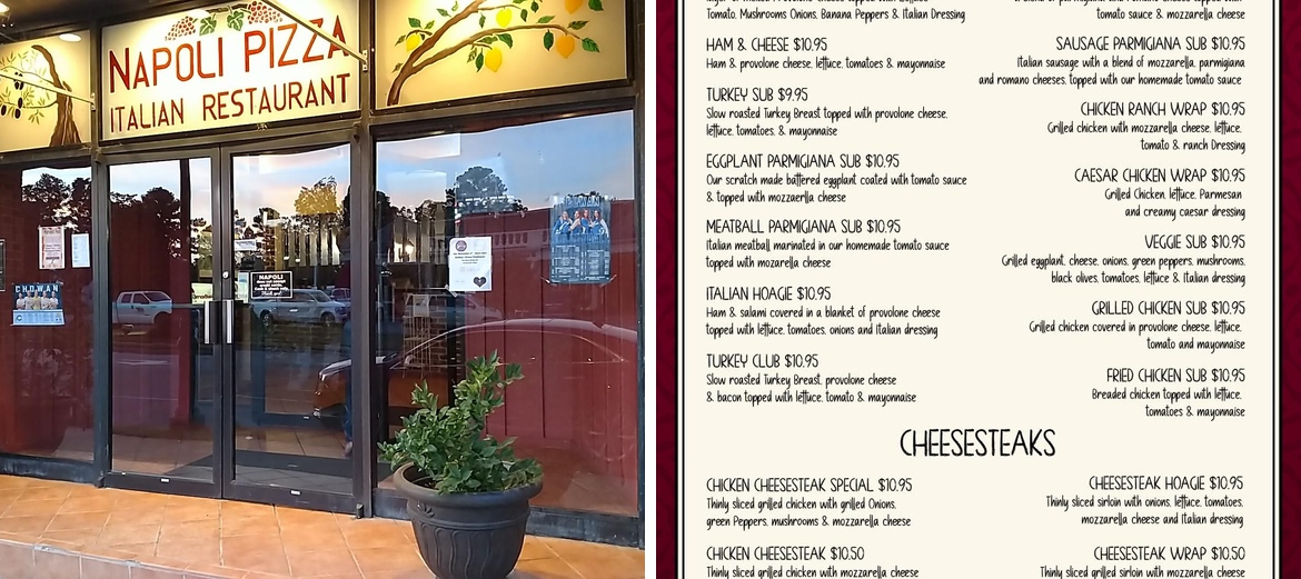 Napoli Pizza & Italian Restaurant Menu