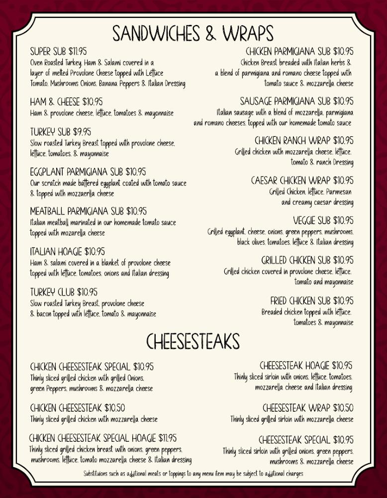 Napoli Pizza & Italian Restaurant Menu image 1